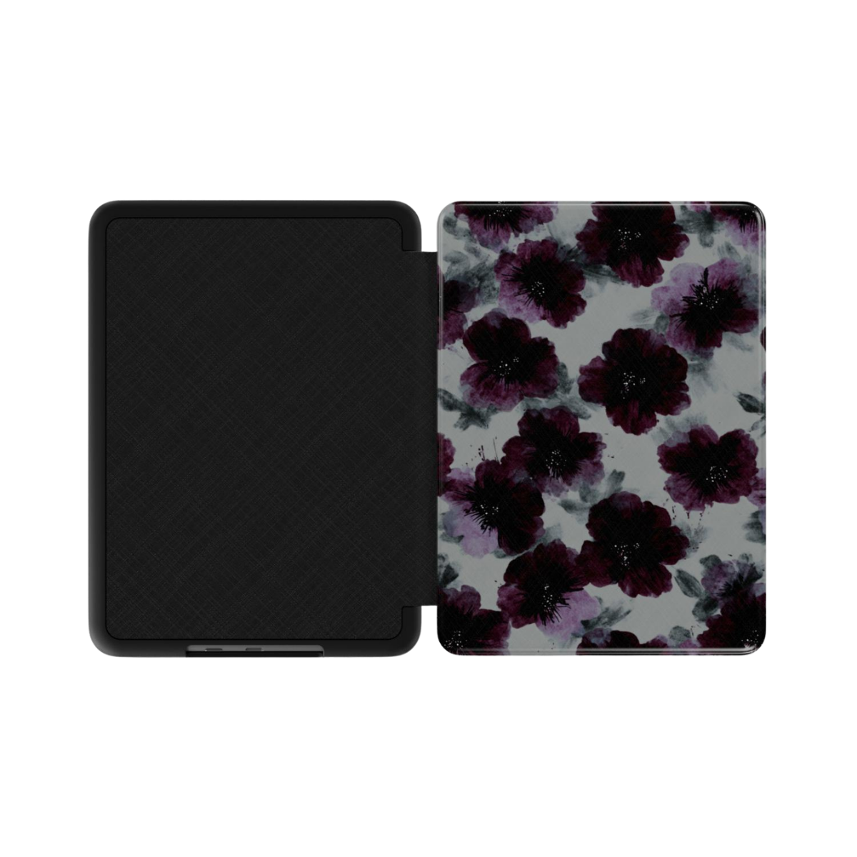 Noir Petals | Dark Purple Watercolor Floral Kindle Folio Case