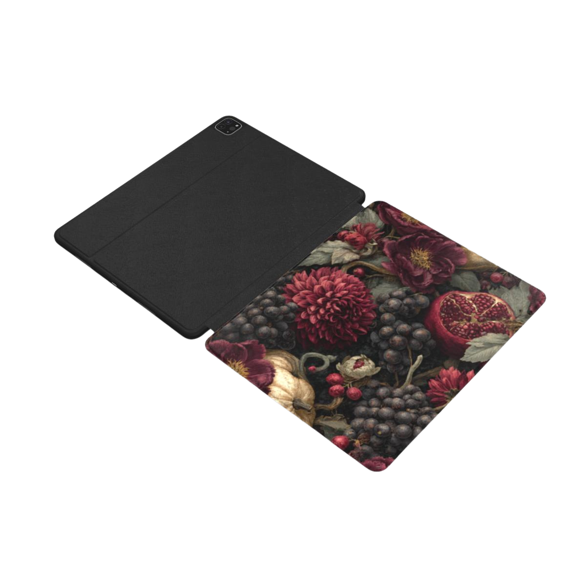 Baroque Harvest | Dark Floral Fruit Still Life iPad Case with Apple Pencil Holder
