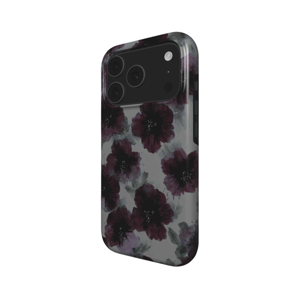 Noir Petals | Dark Purple Watercolor Floral MagSafe iPhone Case