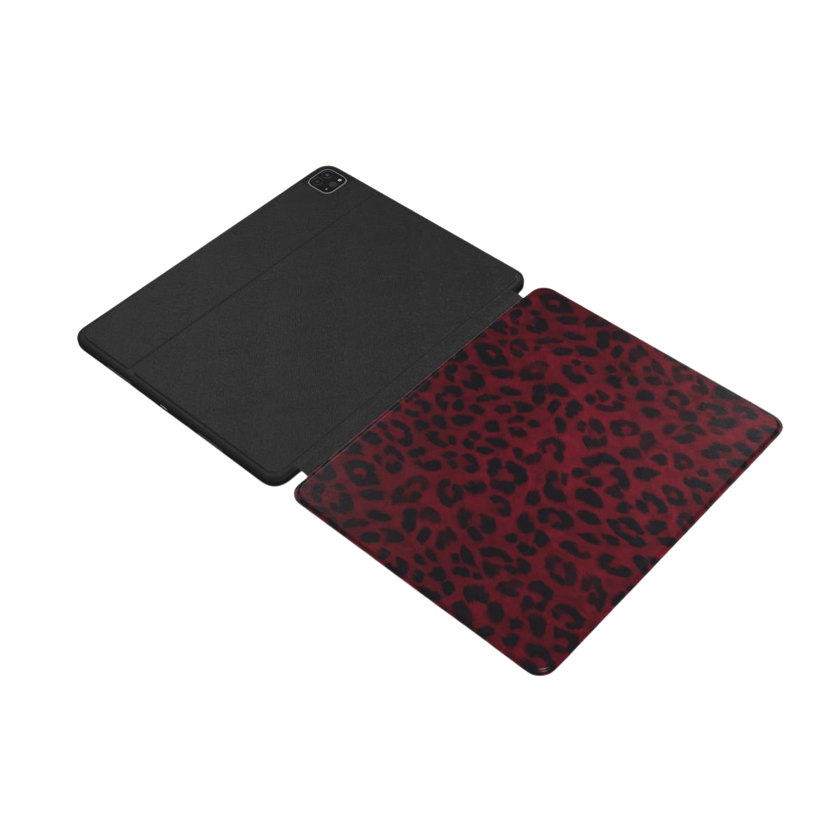Blood Prowl | Dark Red Leopard Print iPad Case with Apple Pencil Holder