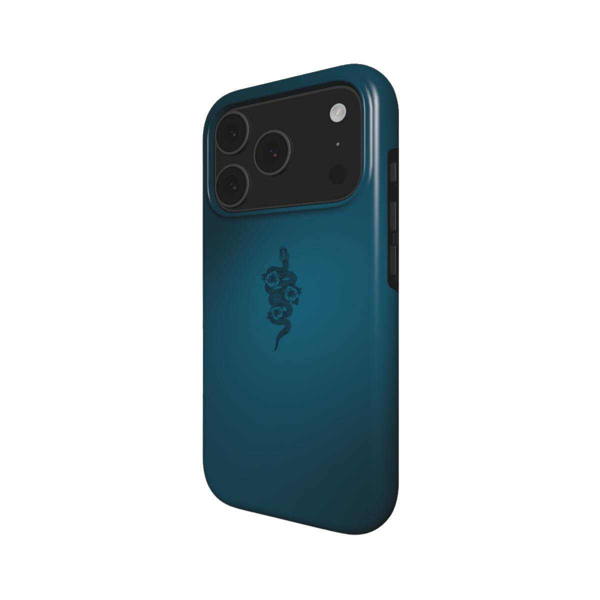 Serpent | Dark Teal Snake & Floral Minimal MagSafe iPhone Case