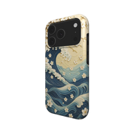 Wave Whisper | Japanische Ozeanwellen & Blumen MagSafe iPhone Hülle