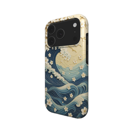 Wave Whisper | Japanese Ocean Waves & Floral MagSafe iPhone Case