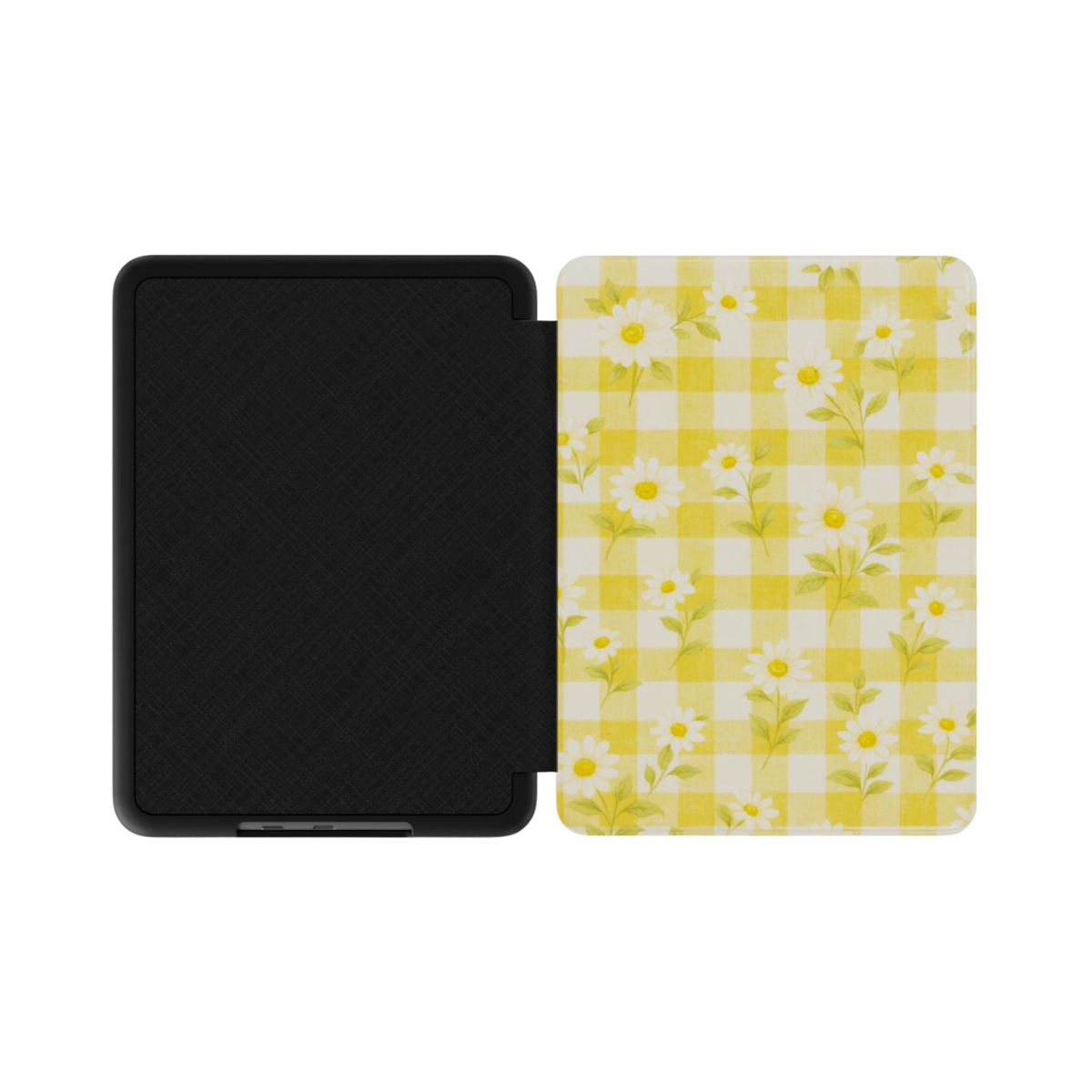 Sunlit Daisy | Yellow Gingham Floral Kindle Folio Case