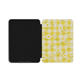 Sunlit Daisy | Yellow Gingham Floral Kindle Folio Case