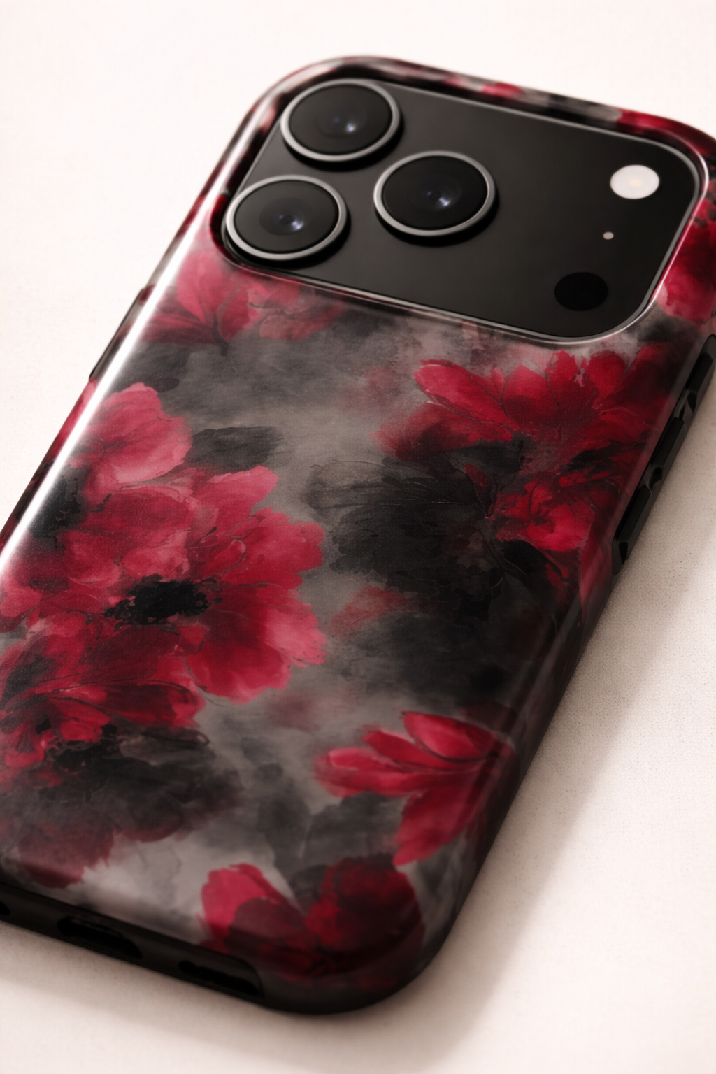 Crimson Eclipse | Dark Red Floral iPhone & Samsung Case
