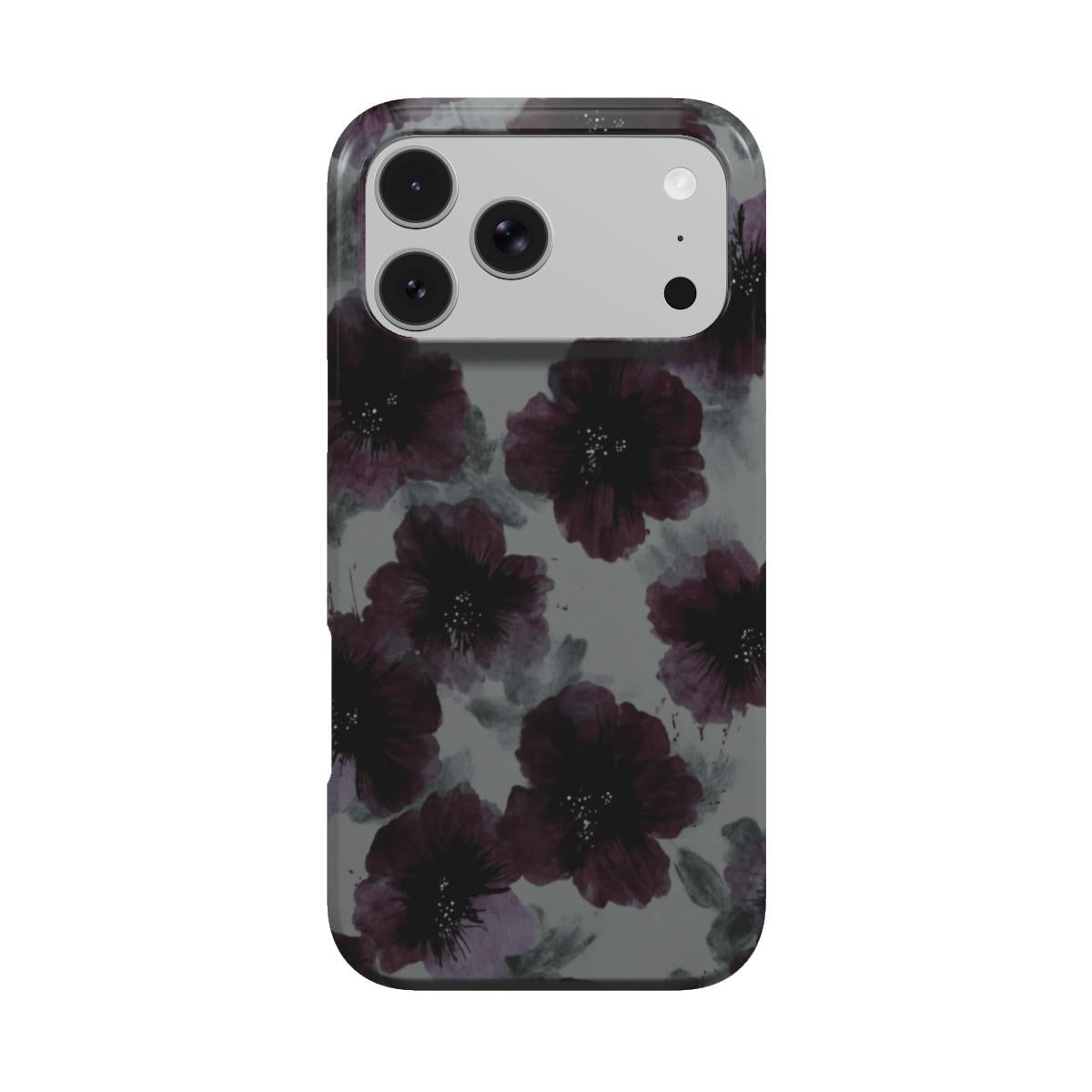 Noir Petals | Dunkelviolette Aquarell-Blumen MagSafe iPhone Hülle