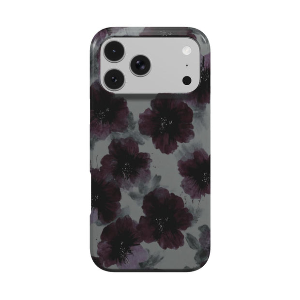 Noir Petals | Dunkelviolette Aquarell-Blumen MagSafe iPhone Hülle