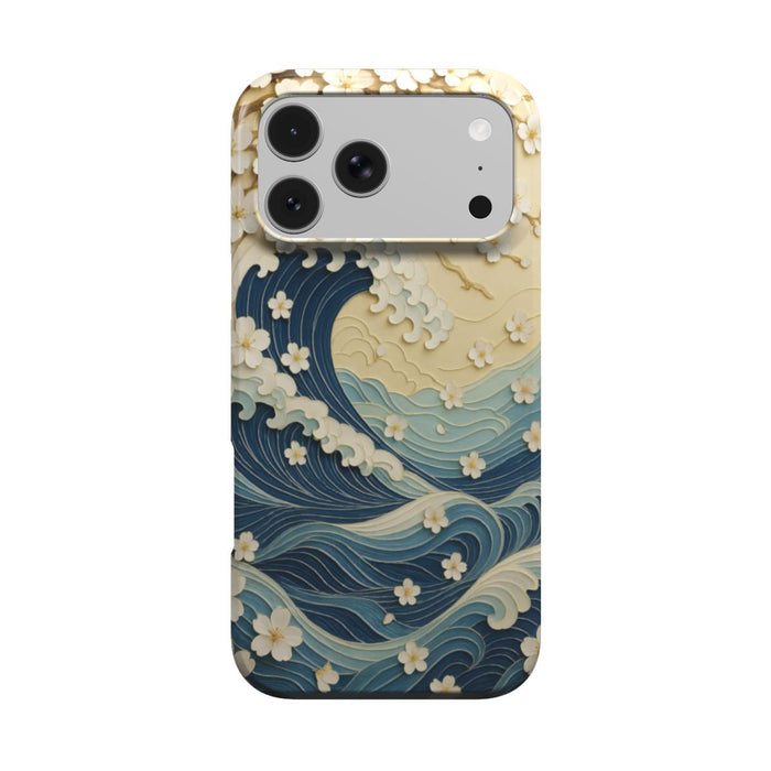 Wave Whisper | Japanese Ocean Waves & Floral MagSafe iPhone Case