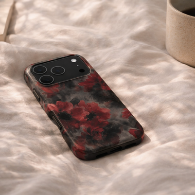 Crimson Eclipse | Dark Red Floral iPhone & Samsung Case