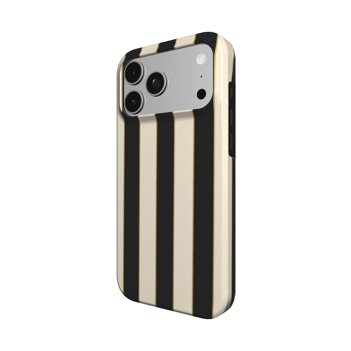 Dress Code | Schwarz & Creme Gold Gestreifte MagSafe iPhone Hülle