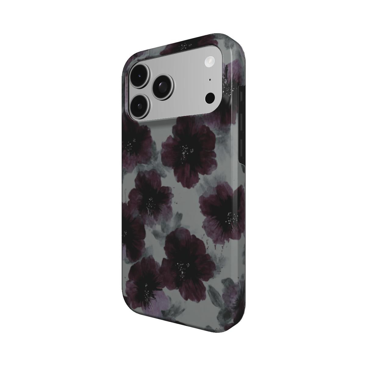 Noir Petals | Dunkelviolette Aquarell-Blumen MagSafe iPhone Hülle
