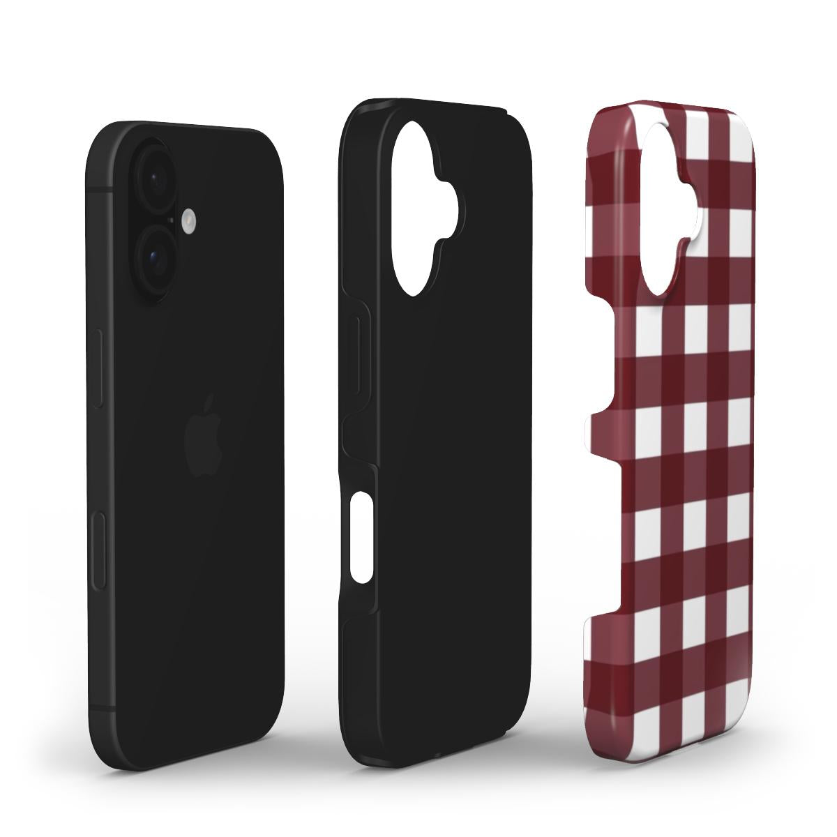 Burgundy Gingham Check Tough Phone Case