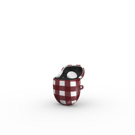 Burgundy Gingham Pixel Buds Case