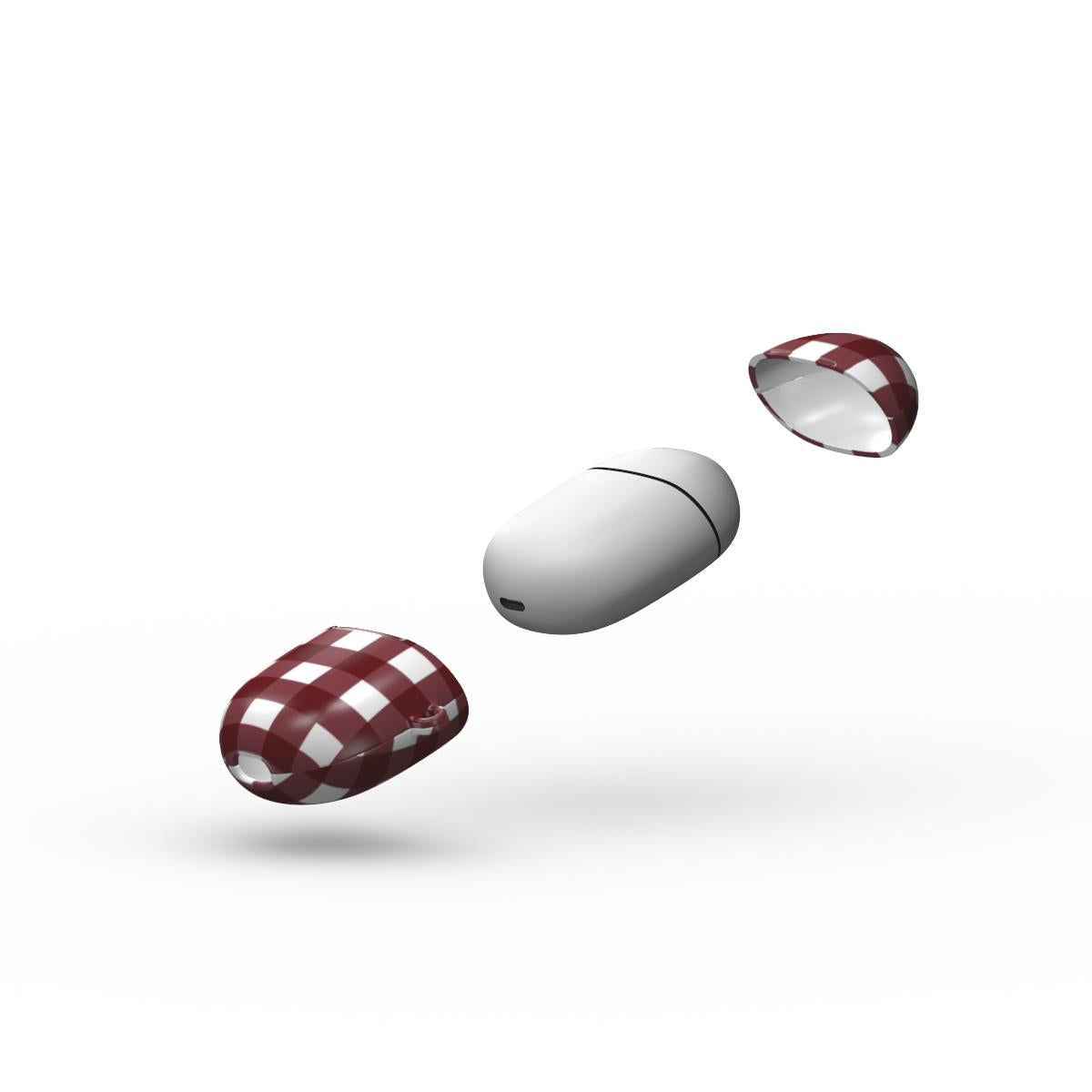 Burgundy Gingham Pixel Buds Case