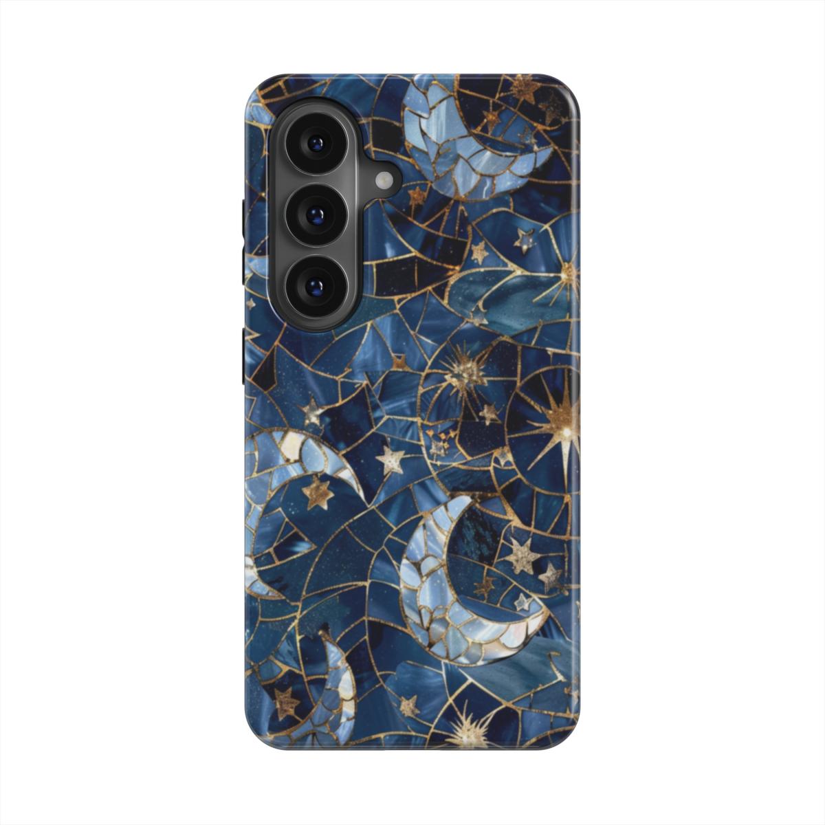 Celestial Mosaic | Blue Moon & Stars Magnetic Samsung Galaxy Case