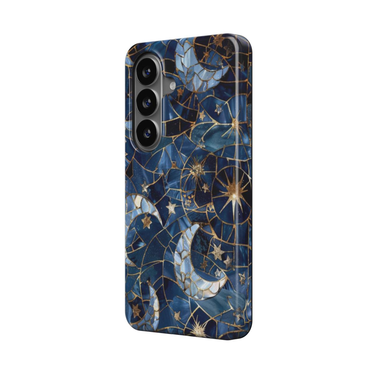 Celestial Mosaic | Blue Moon & Stars Magnetic Samsung Galaxy Case