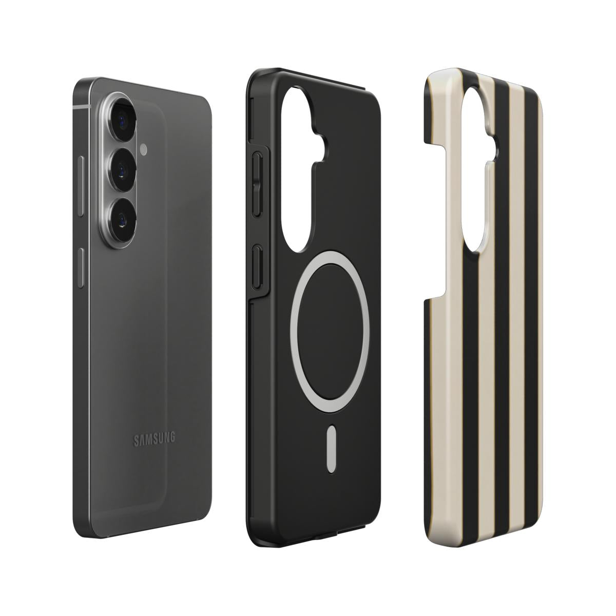 Dress Code | Black & Cream Striped Magnetic Samsung Galaxy Case