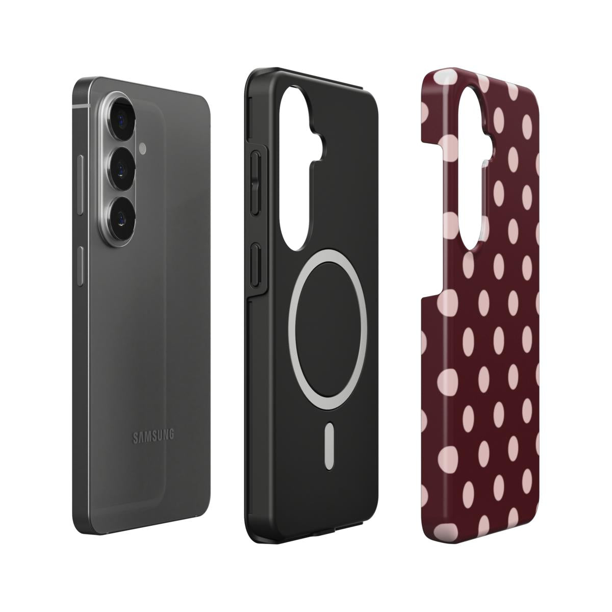 Pin-Up | Burgundy Blush Polka Dot Magnetic Samsung Galaxy Case