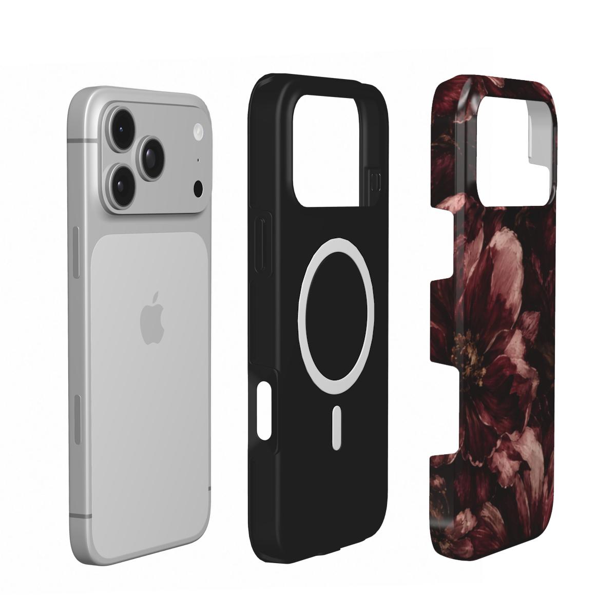 Dark Devotion | Dark Burgundy Floral MagSafe iPhone Case