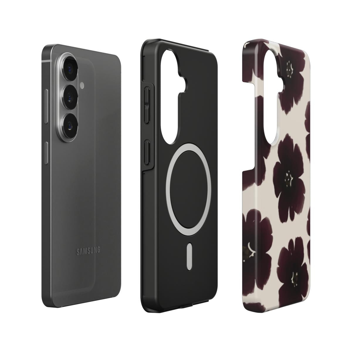 Black Dahlia | Dark Burgundy Floral Magnetic Samsung Galaxy Case