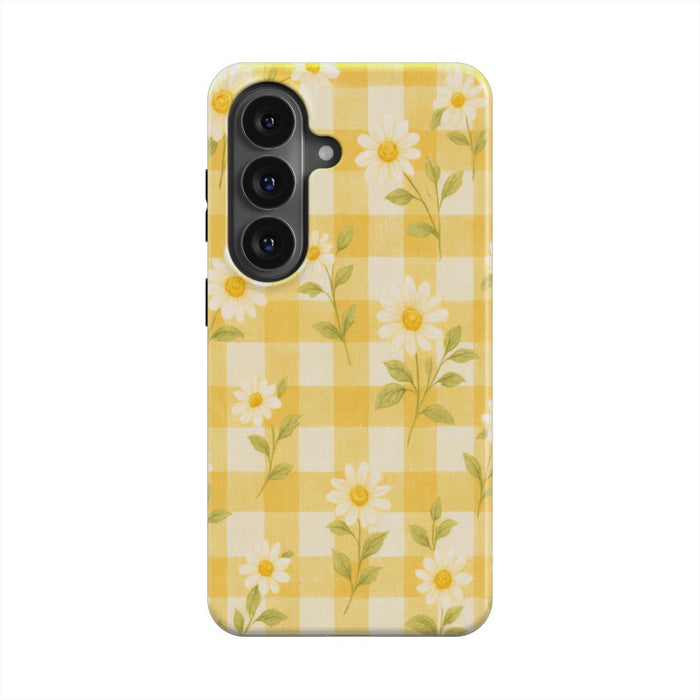 Sunlit Daisy | Yellow Gingham Floral Magnetic Samsung Galaxy Case