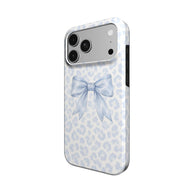 Sunday Ribbon | Powder Blue Leopard Bow MagSafe iPhone Case