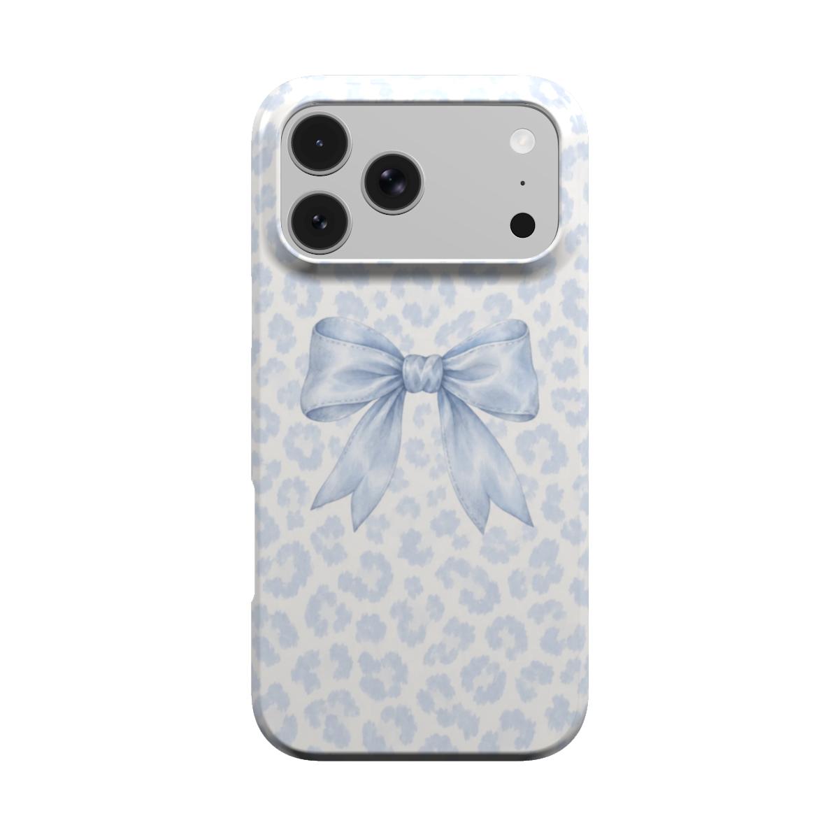 Sunday Ribbon | Powder Blue Leopard Bow MagSafe iPhone Case