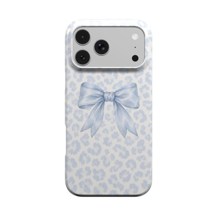 Sunday Ribbon | Powder Blue Leopard Bow MagSafe iPhone Case
