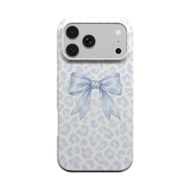 Sunday Ribbon | Powder Blue Leopard Bow MagSafe iPhone Case