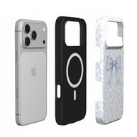 Sunday Ribbon | Powder Blue Leopard Bow MagSafe iPhone Case