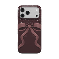 Pretty Please | Burgundy Bow Polka Dot MagSafe iPhone Case