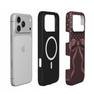 Pretty Please | Burgundy Bow Polka Dot MagSafe iPhone Case