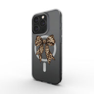 Sweet & Wild | Leopard Bow MagSafe Clear iPhone Case
