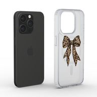 Sweet & Wild | Leopard Bow MagSafe Clear iPhone Case