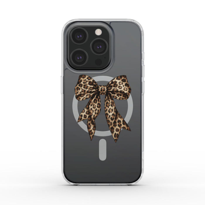 Sweet & Wild | Leopard Bow MagSafe Clear iPhone Case