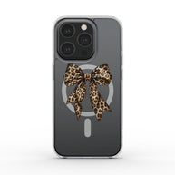 Sweet & Wild | Leopard Bow MagSafe Clear iPhone Case
