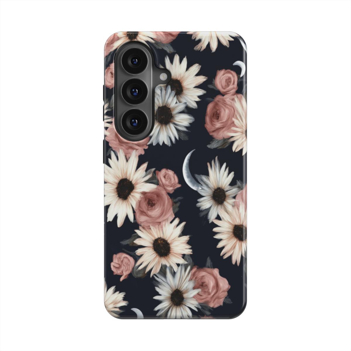 Moonlit Daisies | Dark Floral Moon Magnetic Samsung Galaxy Case