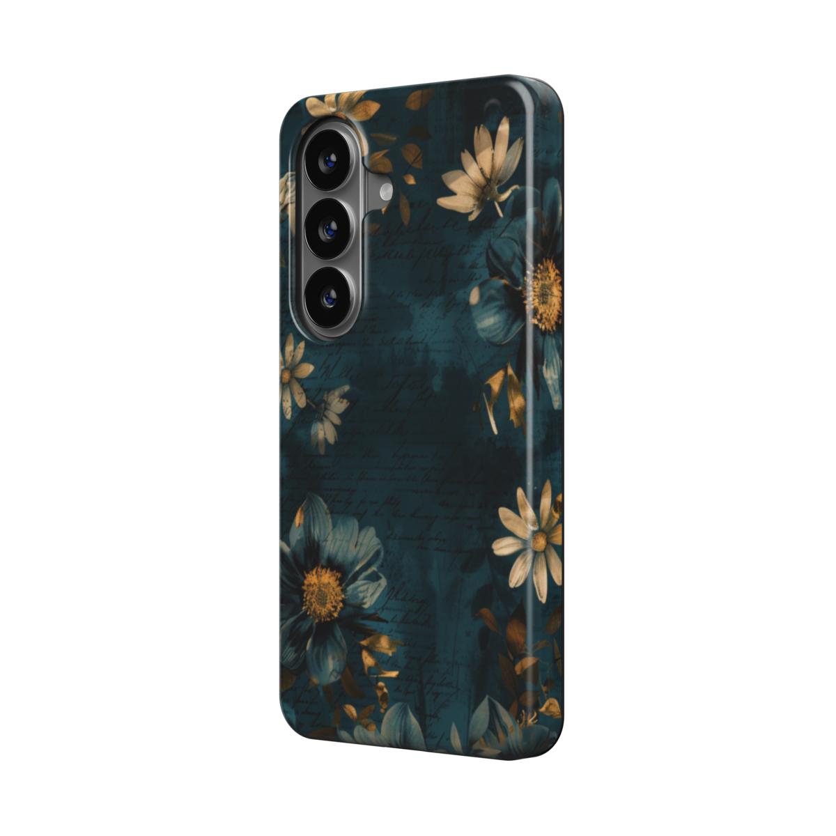 Forgotten Letters | Teal Vintage Floral Magnetic Samsung Galaxy Case