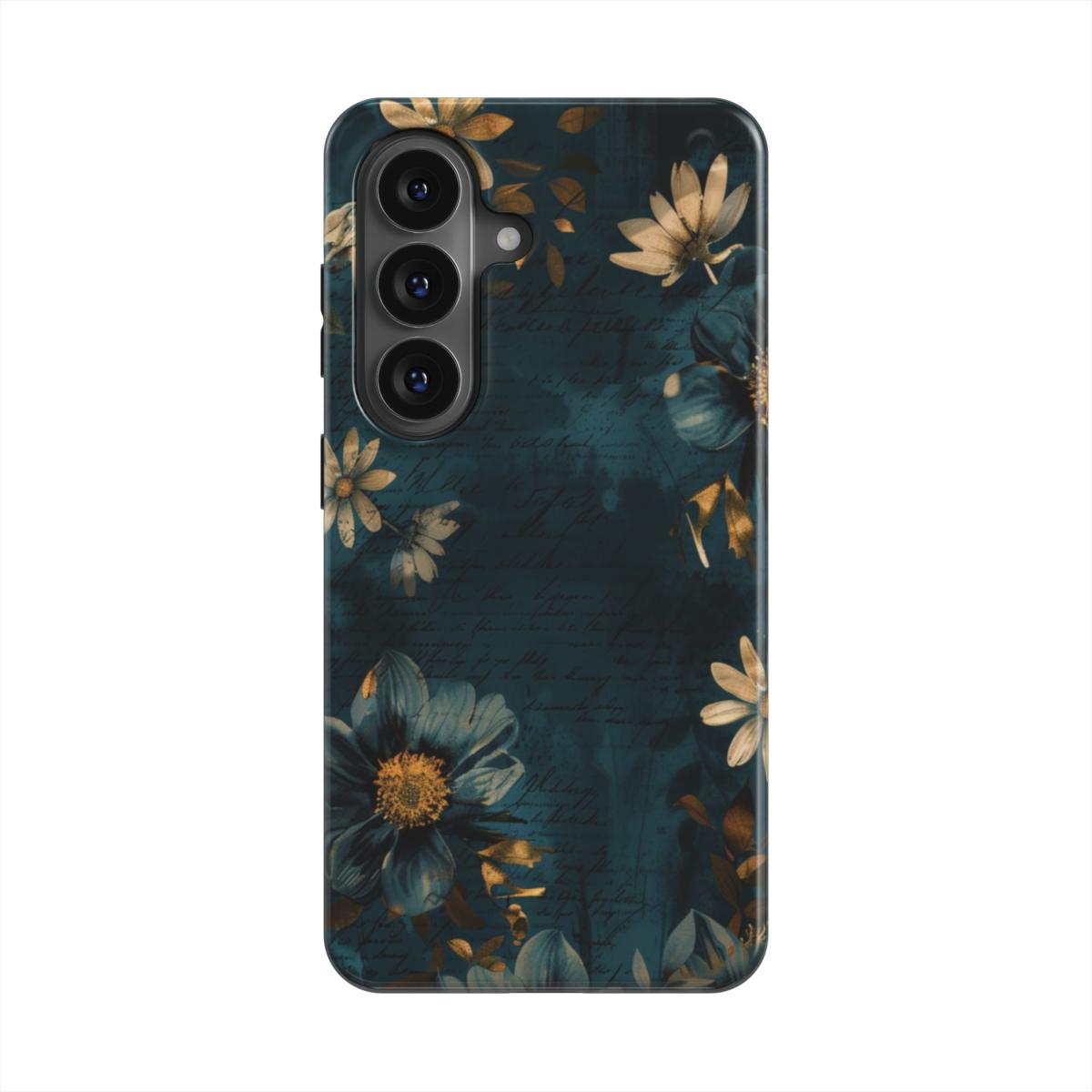 Forgotten Letters | Teal Vintage Floral Magnetic Samsung Galaxy Case