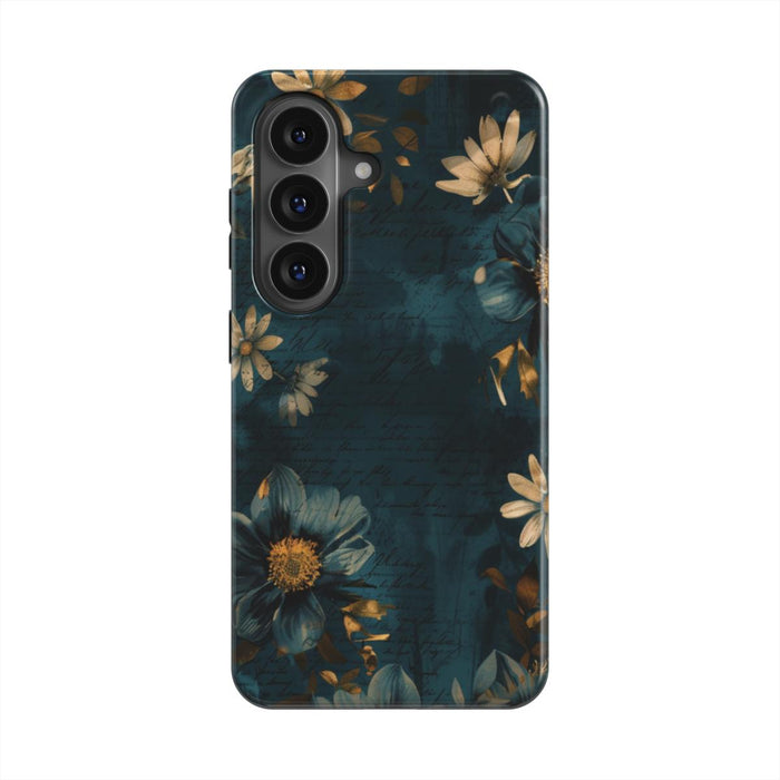 Forgotten Letters | Teal Vintage Floral Magnetic Samsung Galaxy Case