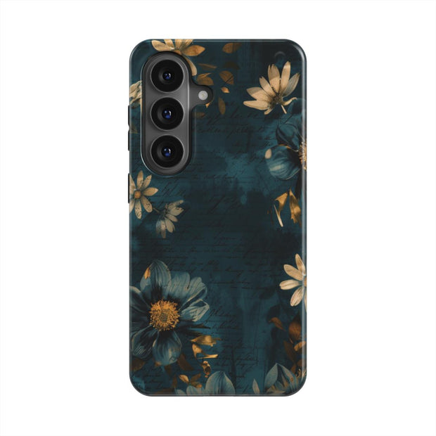 Forgotten Letters | Teal Vintage Floral Magnetic Samsung Galaxy Case