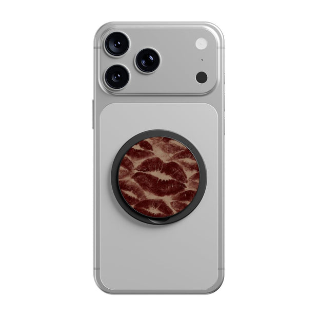 Velvet Kiss | Burgundy Lip Print Magnetic Phone Grip