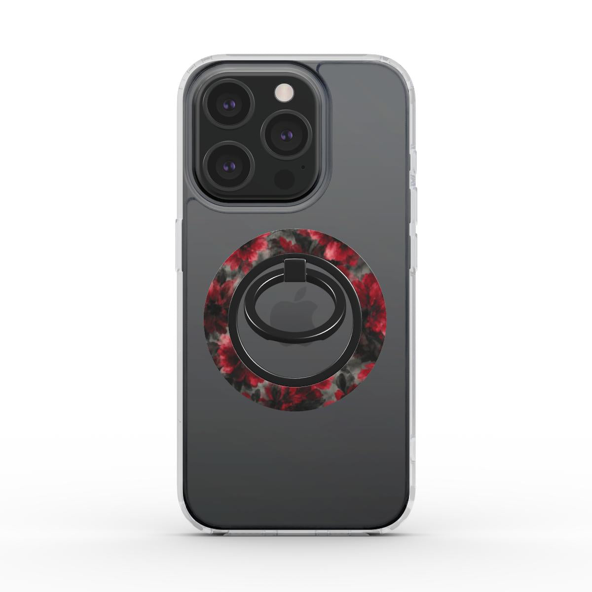 Crimson Eclipse | Dark Red Floral Magnetic Ring Holder