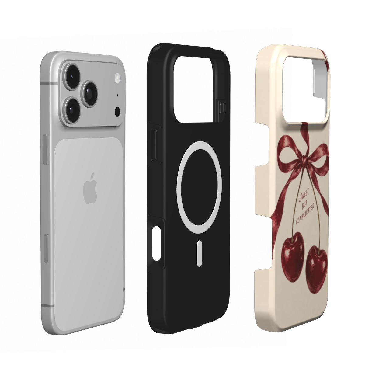 Cherry Trouble | Burgundy Cherry Bow MagSafe iPhone Case