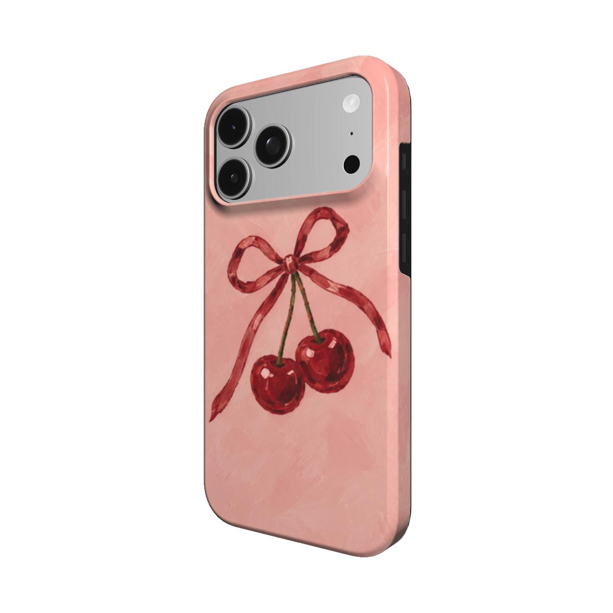 Cherry Blush | Painted Cherry Bow MagSafe iPhone Case