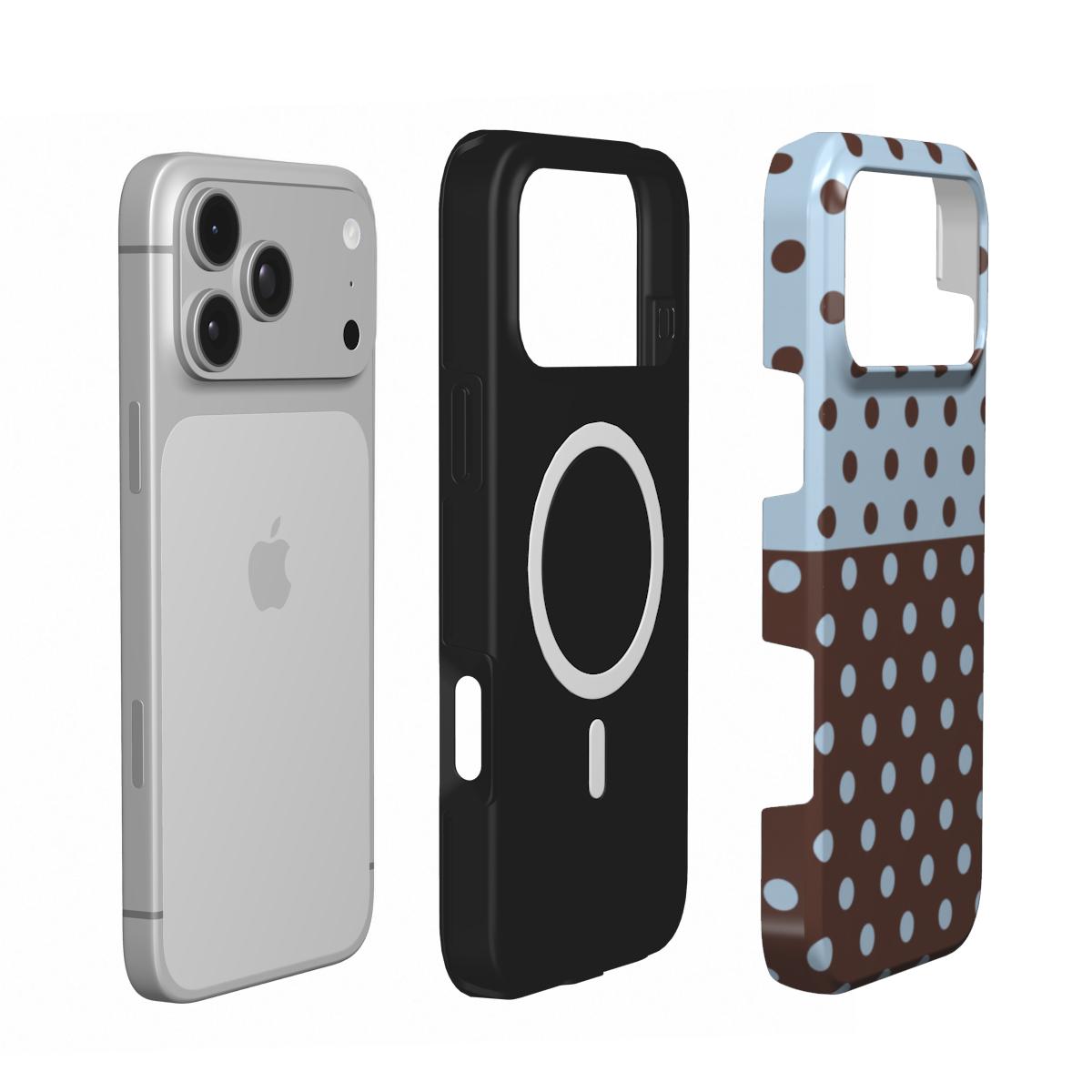 Blue Side | Blue & Brown Polka Dot MagSafe iPhone Case