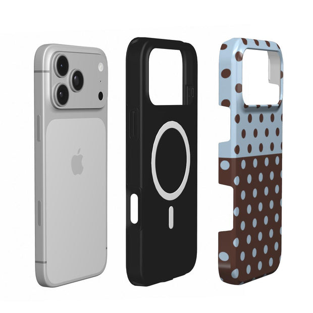 Blue Side | Blue & Brown Polka Dot MagSafe iPhone Case