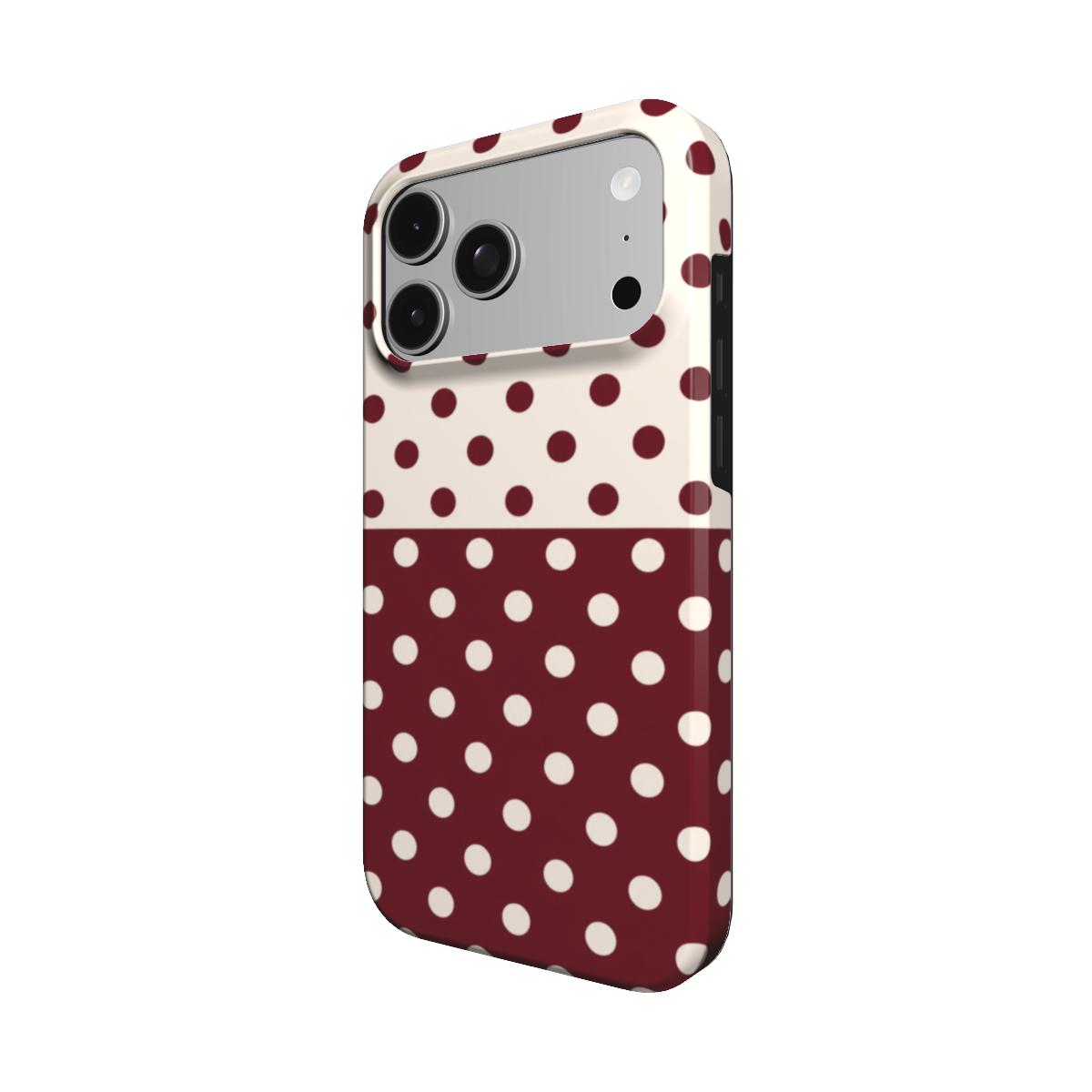 Wine Side | Burgundy & Ivory Polka Dot MagSafe iPhone Case