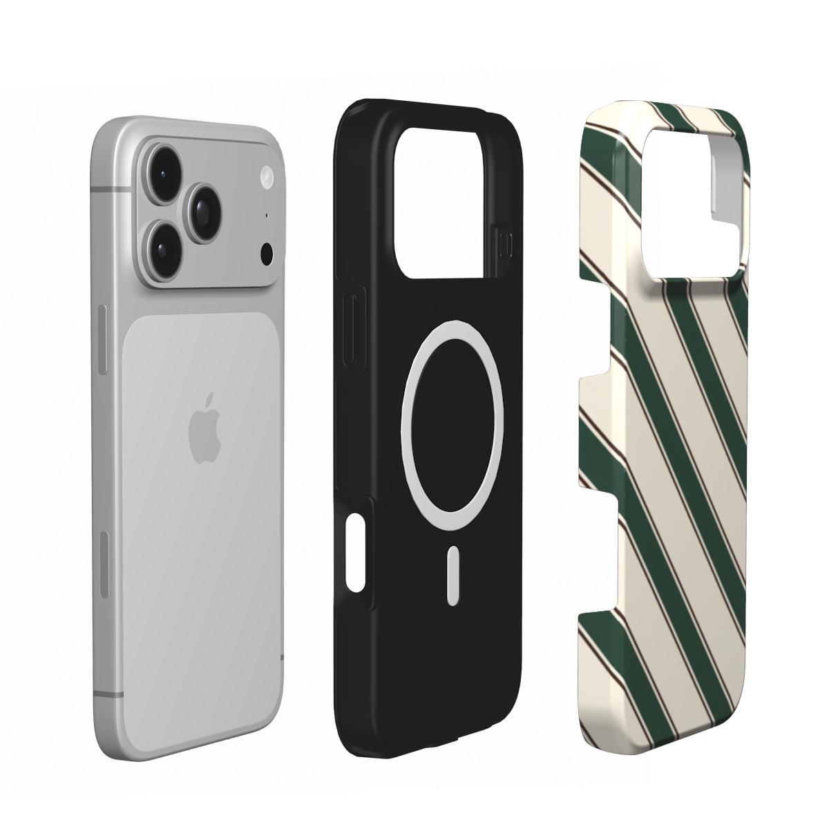 Heritage | Green & Ivory Striped MagSafe iPhone Case